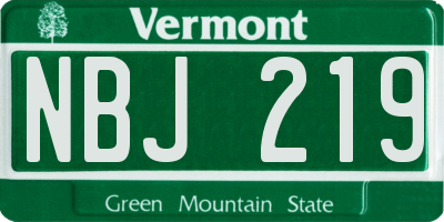 VT license plate NBJ219