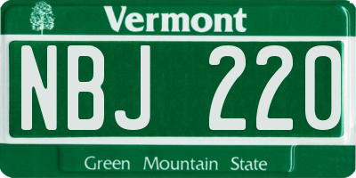 VT license plate NBJ220