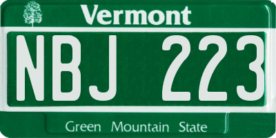 VT license plate NBJ223