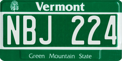 VT license plate NBJ224