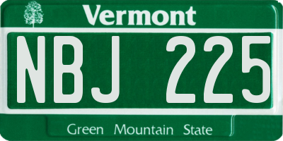 VT license plate NBJ225
