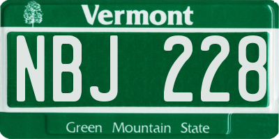 VT license plate NBJ228