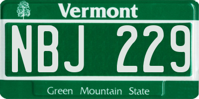 VT license plate NBJ229