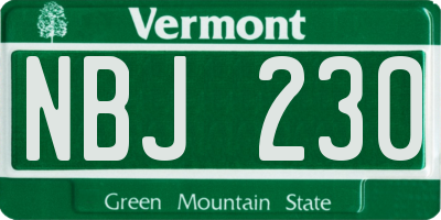 VT license plate NBJ230