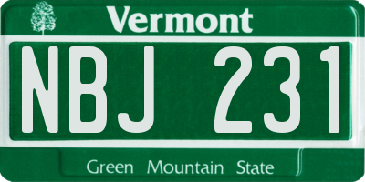 VT license plate NBJ231