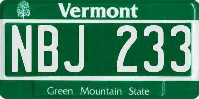 VT license plate NBJ233