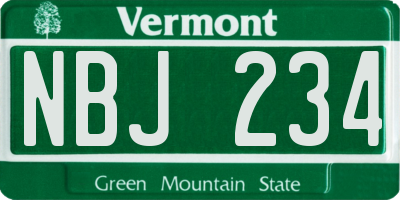 VT license plate NBJ234