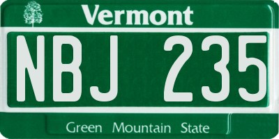 VT license plate NBJ235