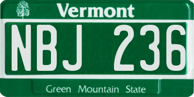 VT license plate NBJ236