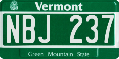 VT license plate NBJ237