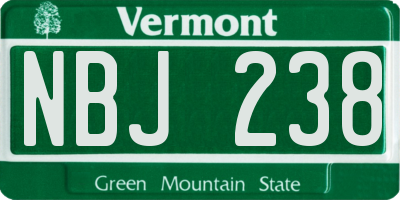 VT license plate NBJ238
