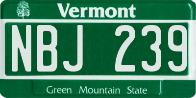 VT license plate NBJ239