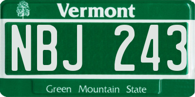 VT license plate NBJ243