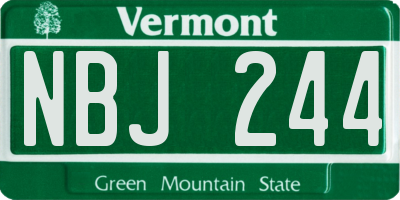 VT license plate NBJ244