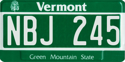 VT license plate NBJ245