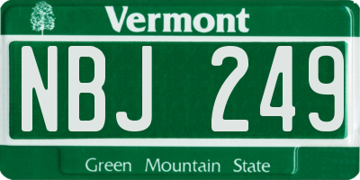 VT license plate NBJ249