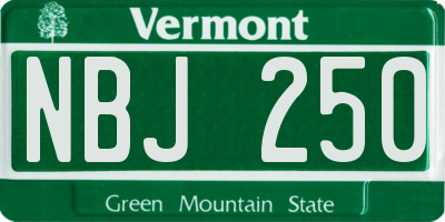 VT license plate NBJ250