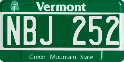 VT license plate NBJ252