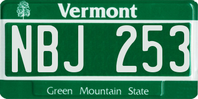 VT license plate NBJ253