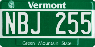 VT license plate NBJ255