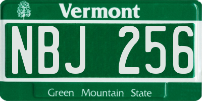 VT license plate NBJ256