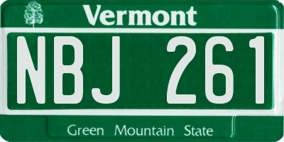 VT license plate NBJ261