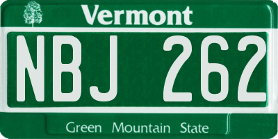 VT license plate NBJ262