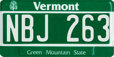 VT license plate NBJ263