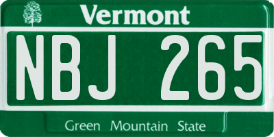 VT license plate NBJ265