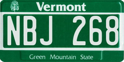 VT license plate NBJ268