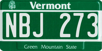 VT license plate NBJ273