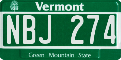 VT license plate NBJ274