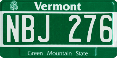 VT license plate NBJ276