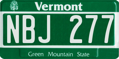 VT license plate NBJ277