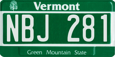 VT license plate NBJ281