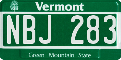VT license plate NBJ283