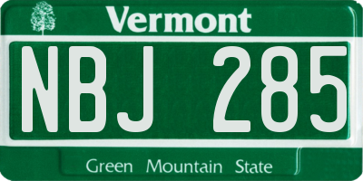 VT license plate NBJ285