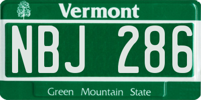 VT license plate NBJ286