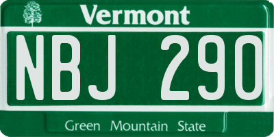 VT license plate NBJ290