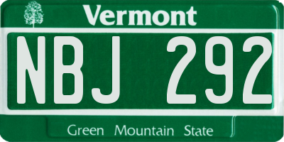 VT license plate NBJ292