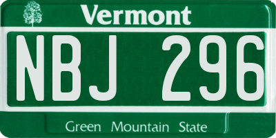 VT license plate NBJ296
