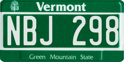 VT license plate NBJ298