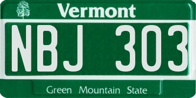 VT license plate NBJ303