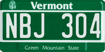 VT license plate NBJ304
