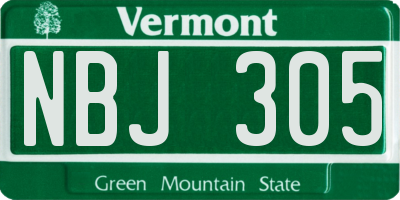 VT license plate NBJ305