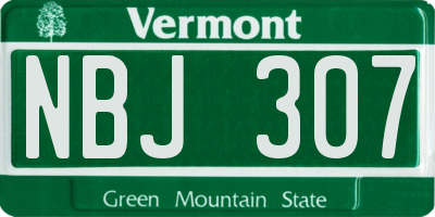 VT license plate NBJ307