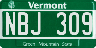 VT license plate NBJ309