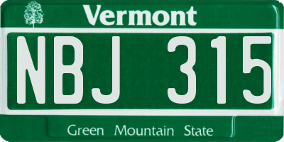 VT license plate NBJ315