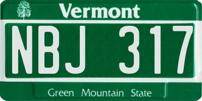 VT license plate NBJ317