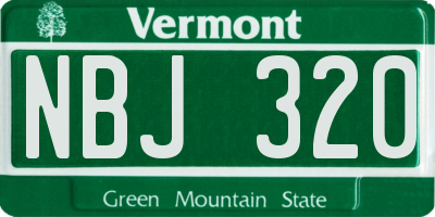 VT license plate NBJ320